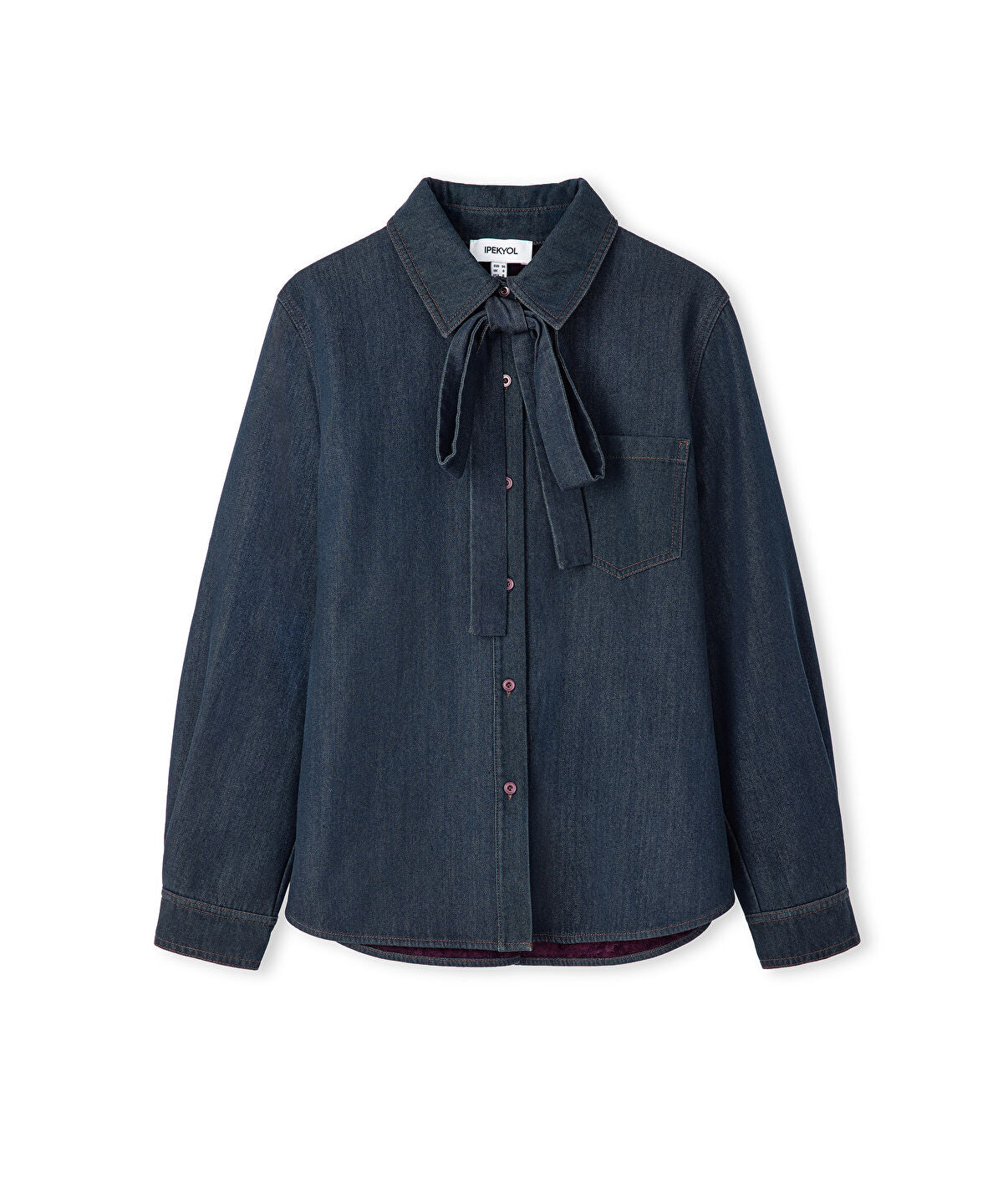 Tie-Neck Denim Shirt