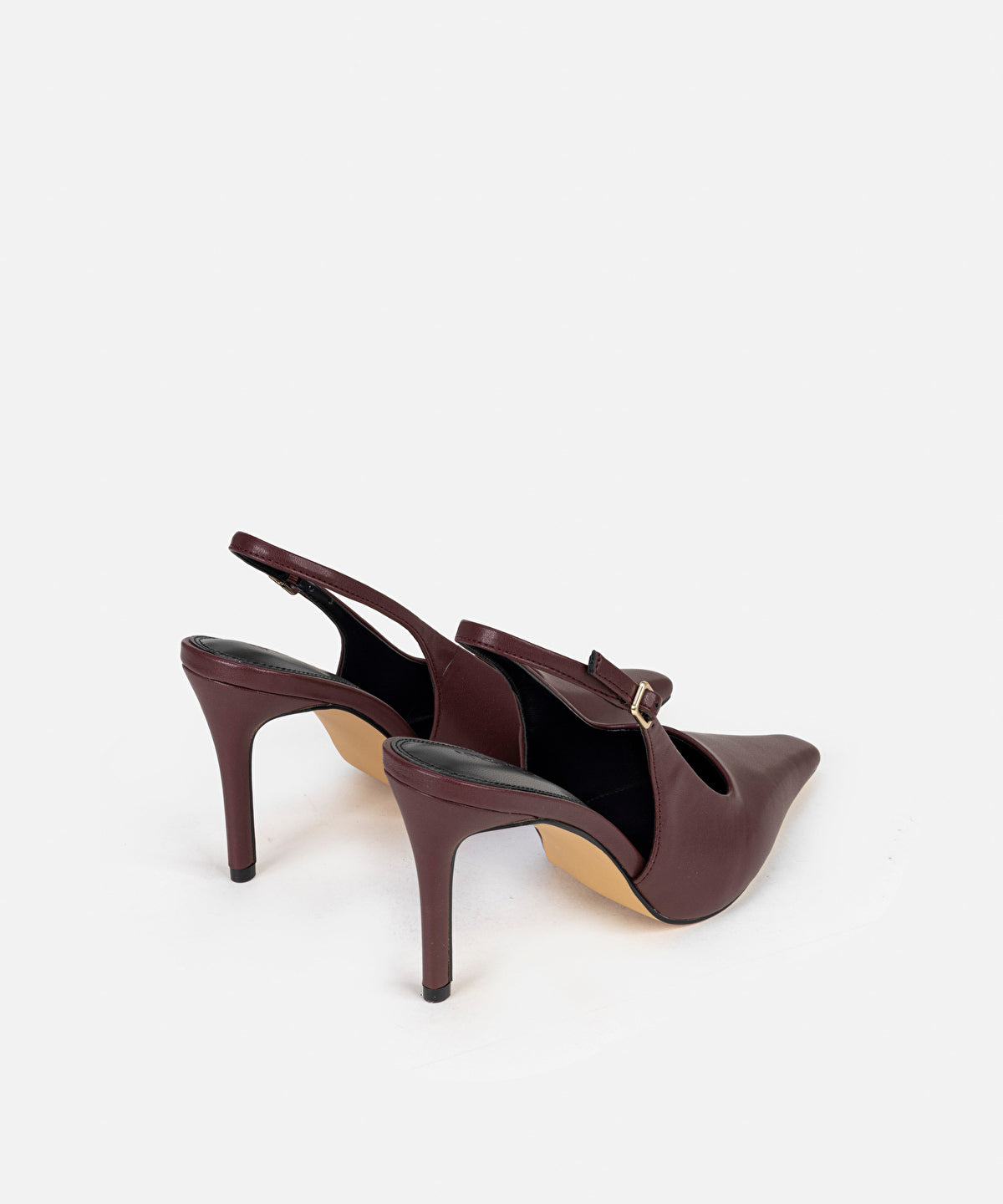 Zoomed Faux Leather Slingback Heels
