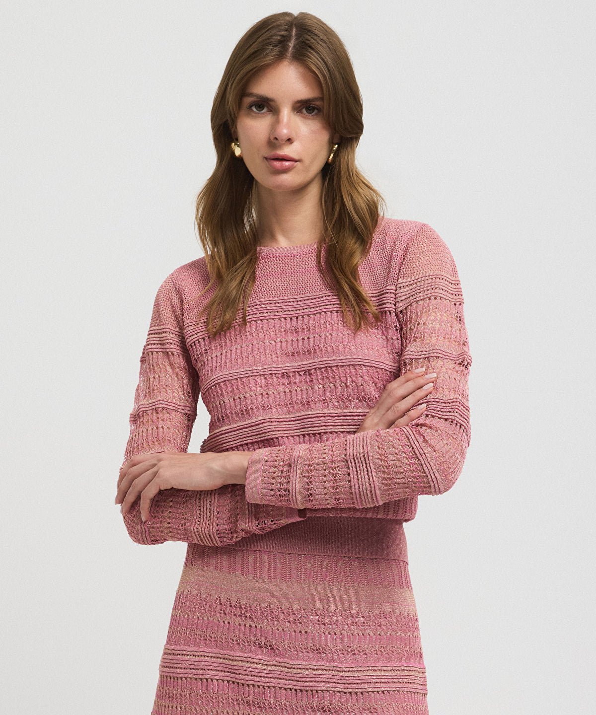 Contrast Textured Knit Sweater