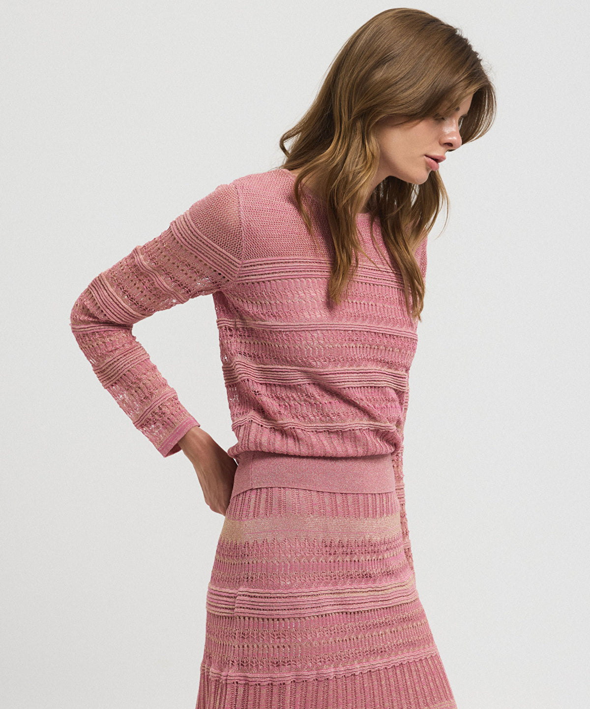Contrast Textured Knit Sweater