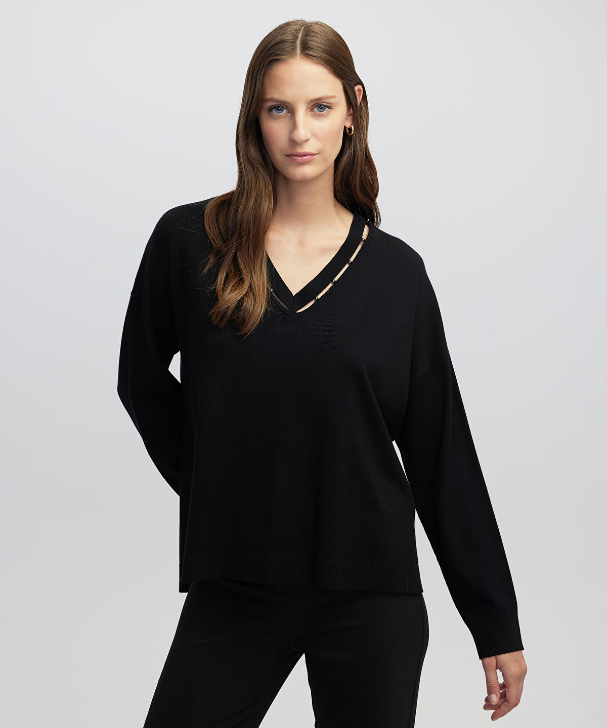 Embellished Cutout Knit Sweater