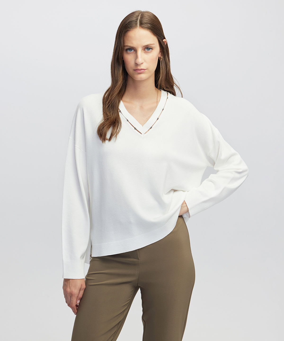 Zoomed Embellished Cutout Knit Sweater