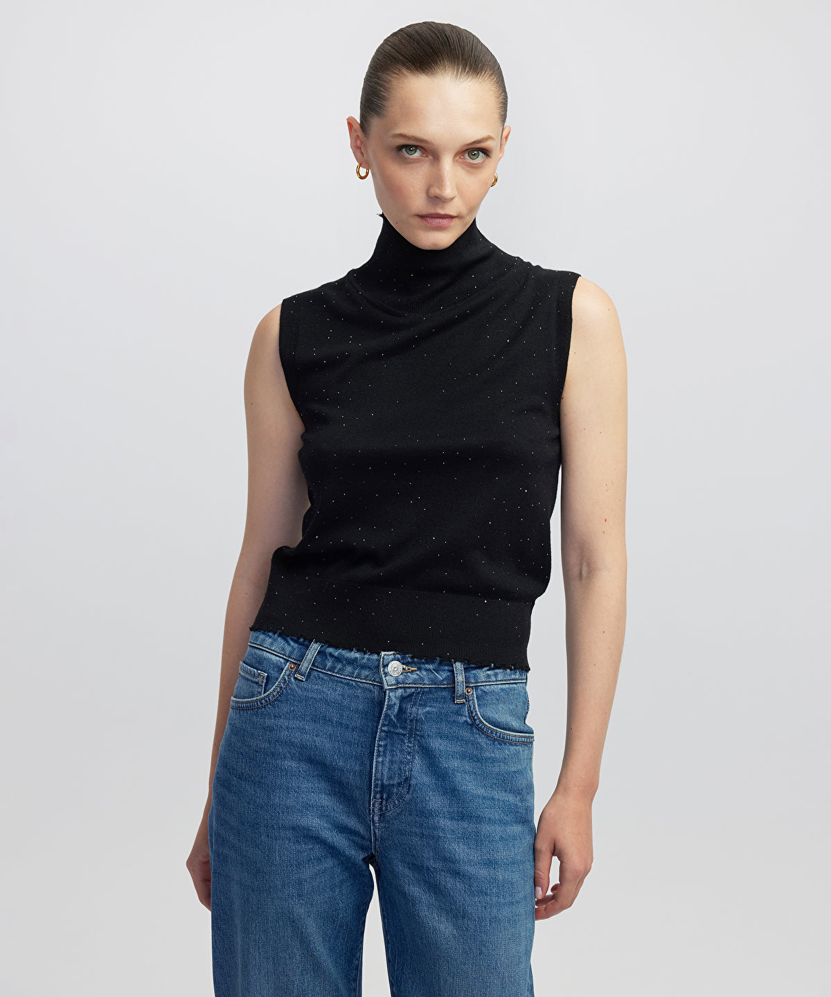 Zoomed Rhinestone Knit Top