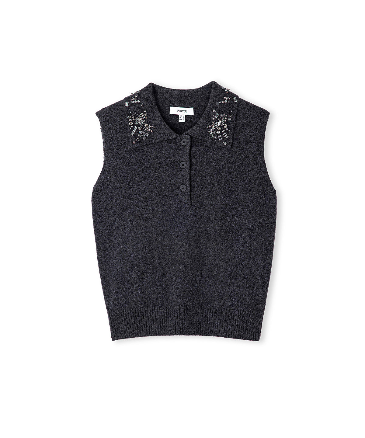 Embellished Collar Knit Top