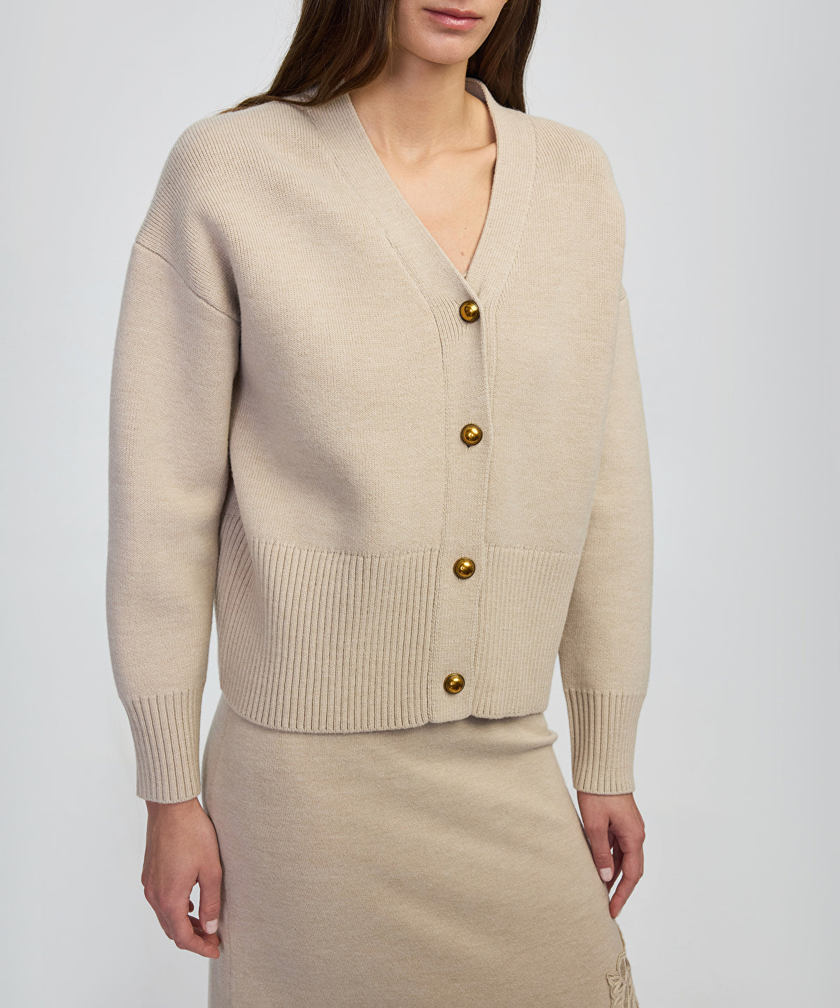 Metal Button Knit Cardigan