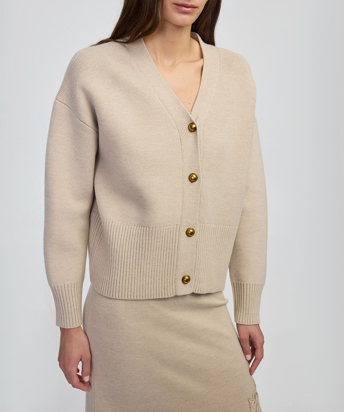Metal Button Knit Cardigan