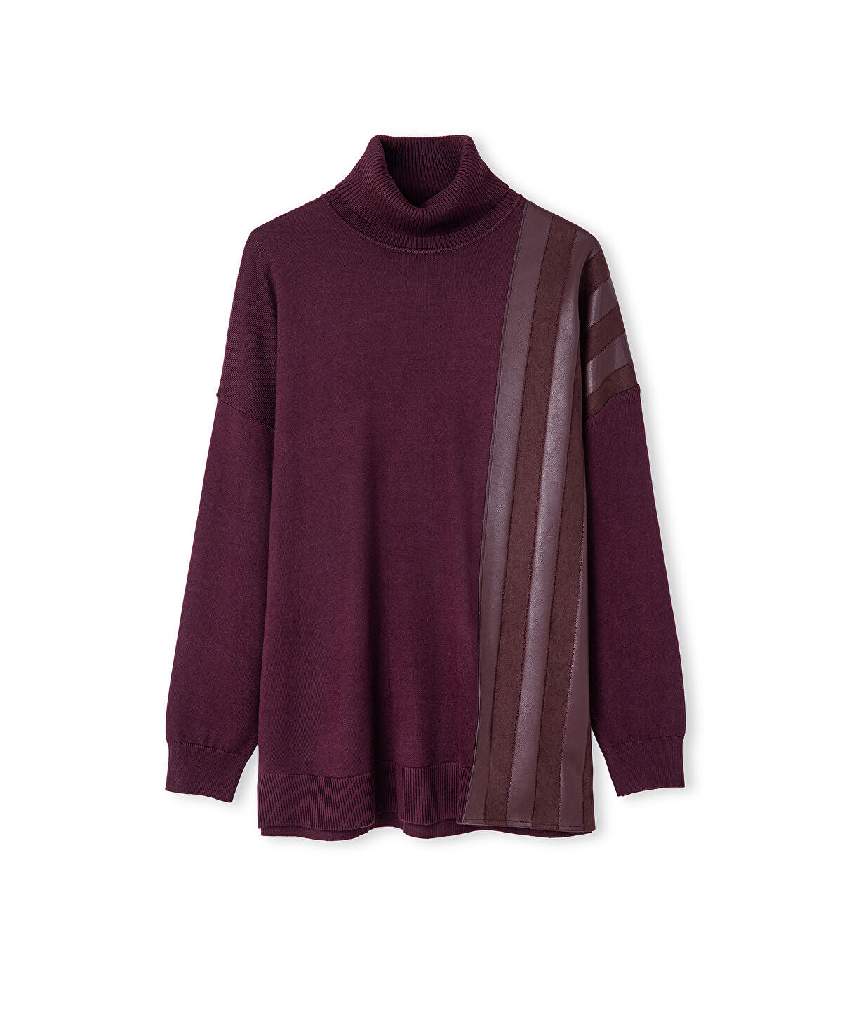 Faux Leather & Suede Panel Sweater