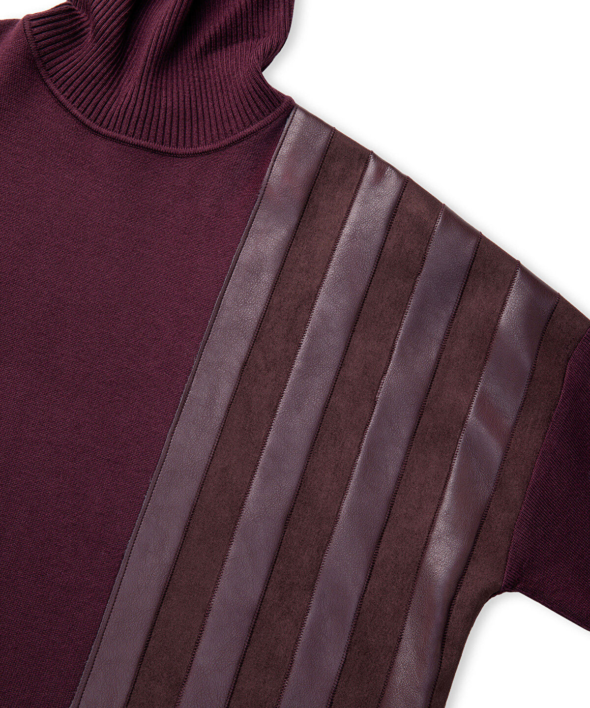 Faux Leather & Suede Panel Sweater