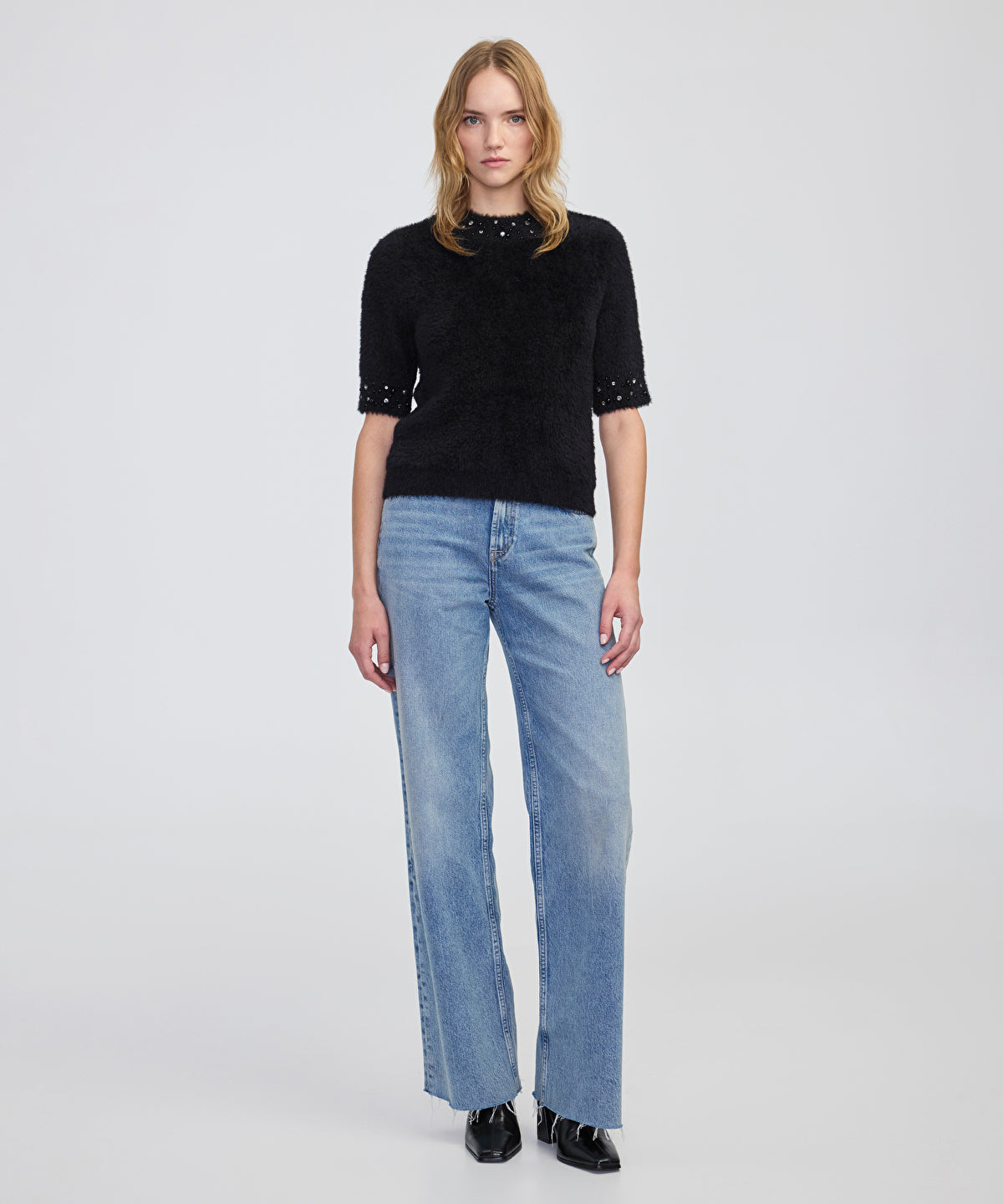 Embellished Soft Knit Top