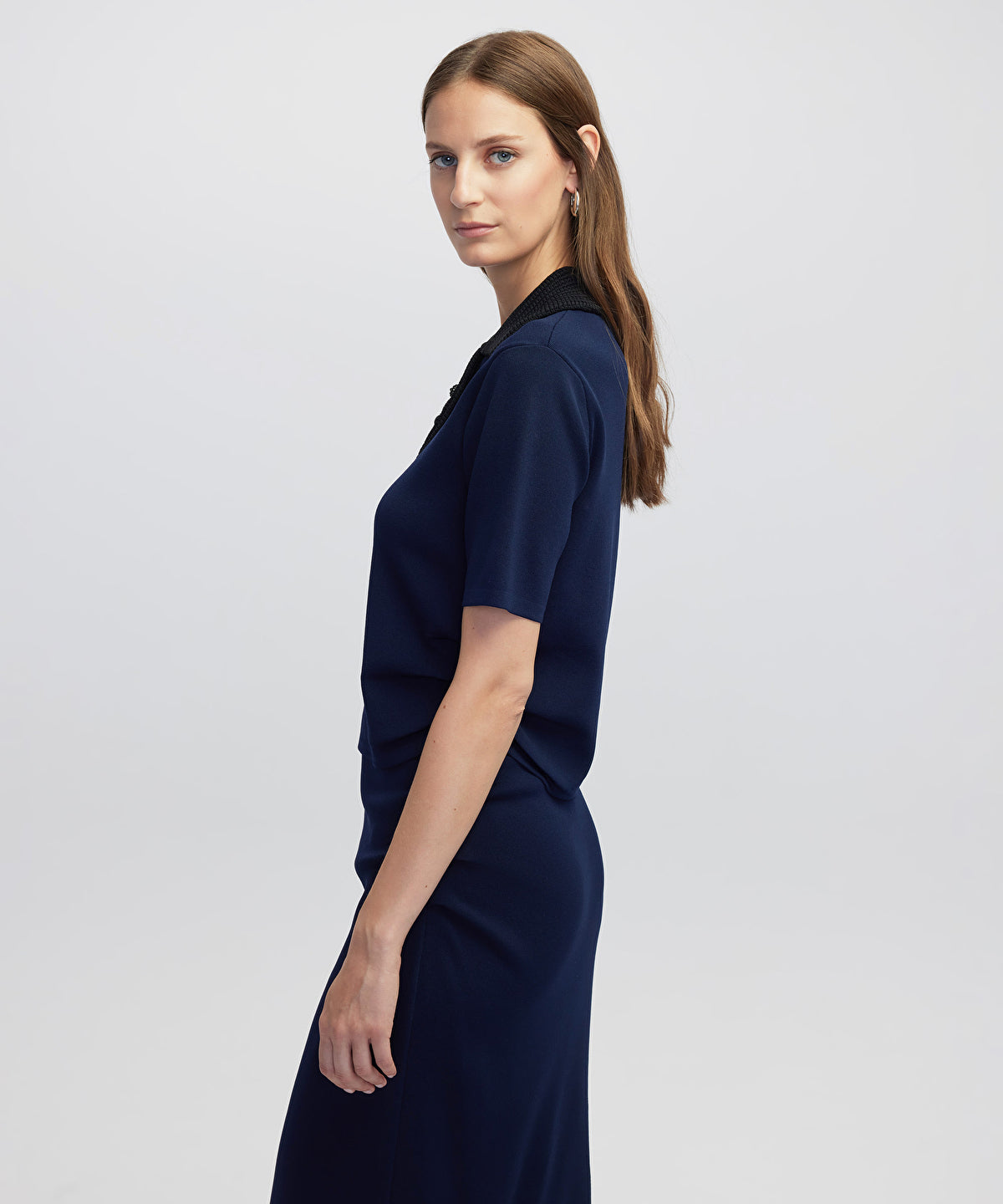 Contrast Collar Knit Top