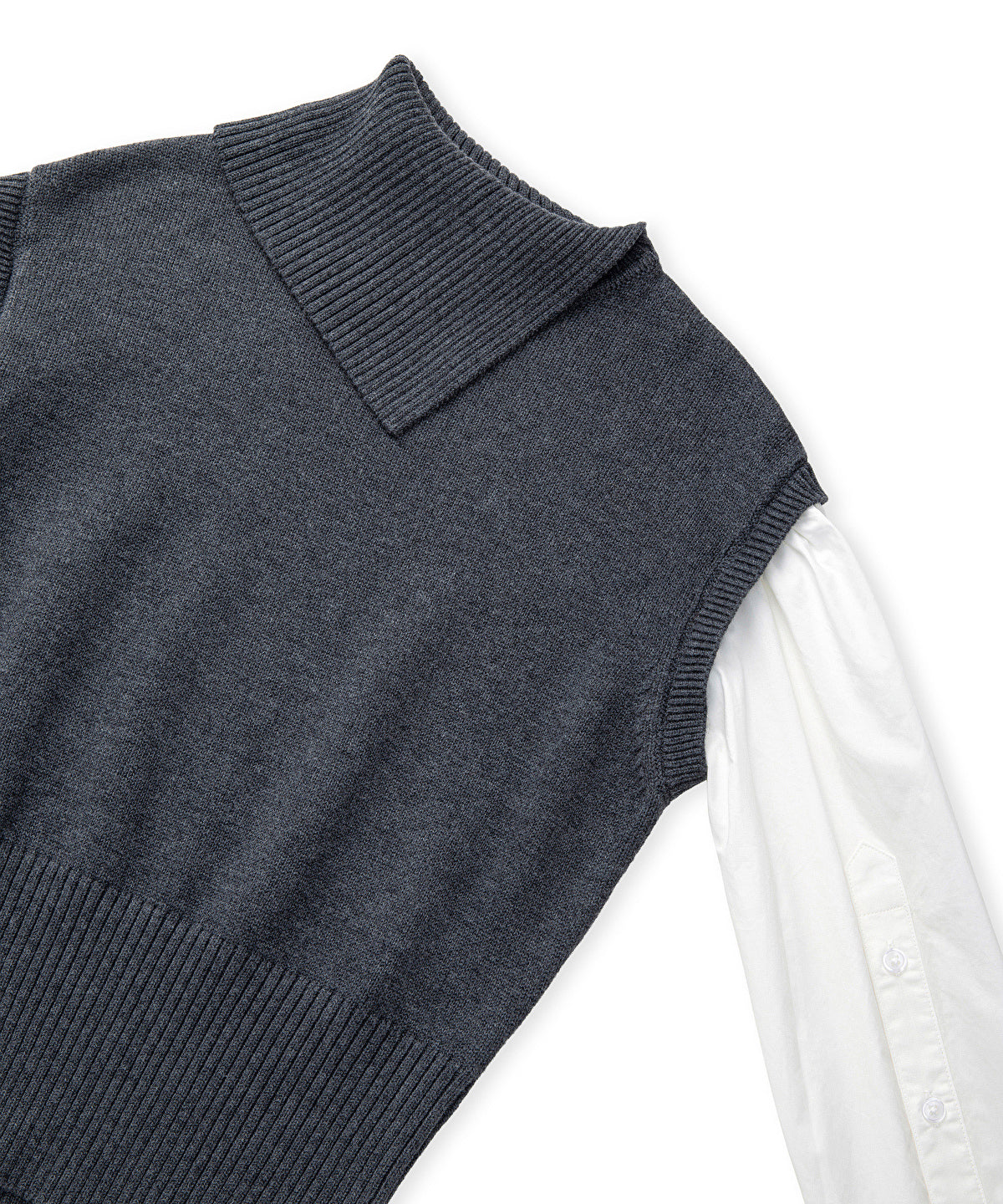 Layered Effect Poplin-Knit Top