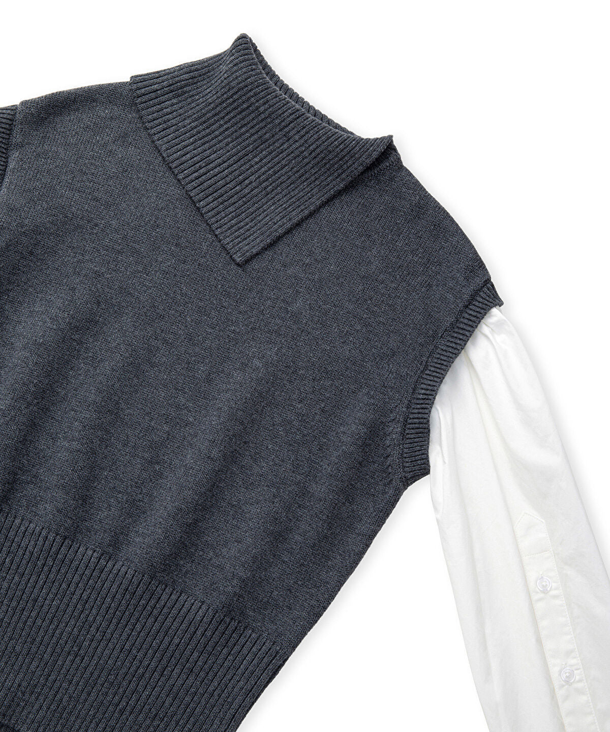 Layered Effect Poplin-Knit Top