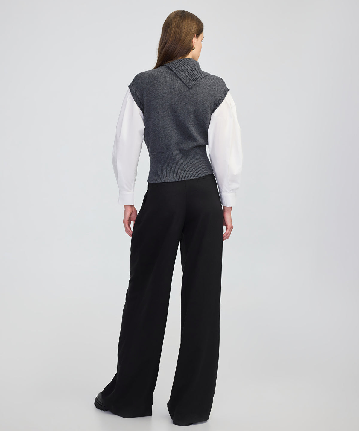 Layered Effect Poplin-Knit Top