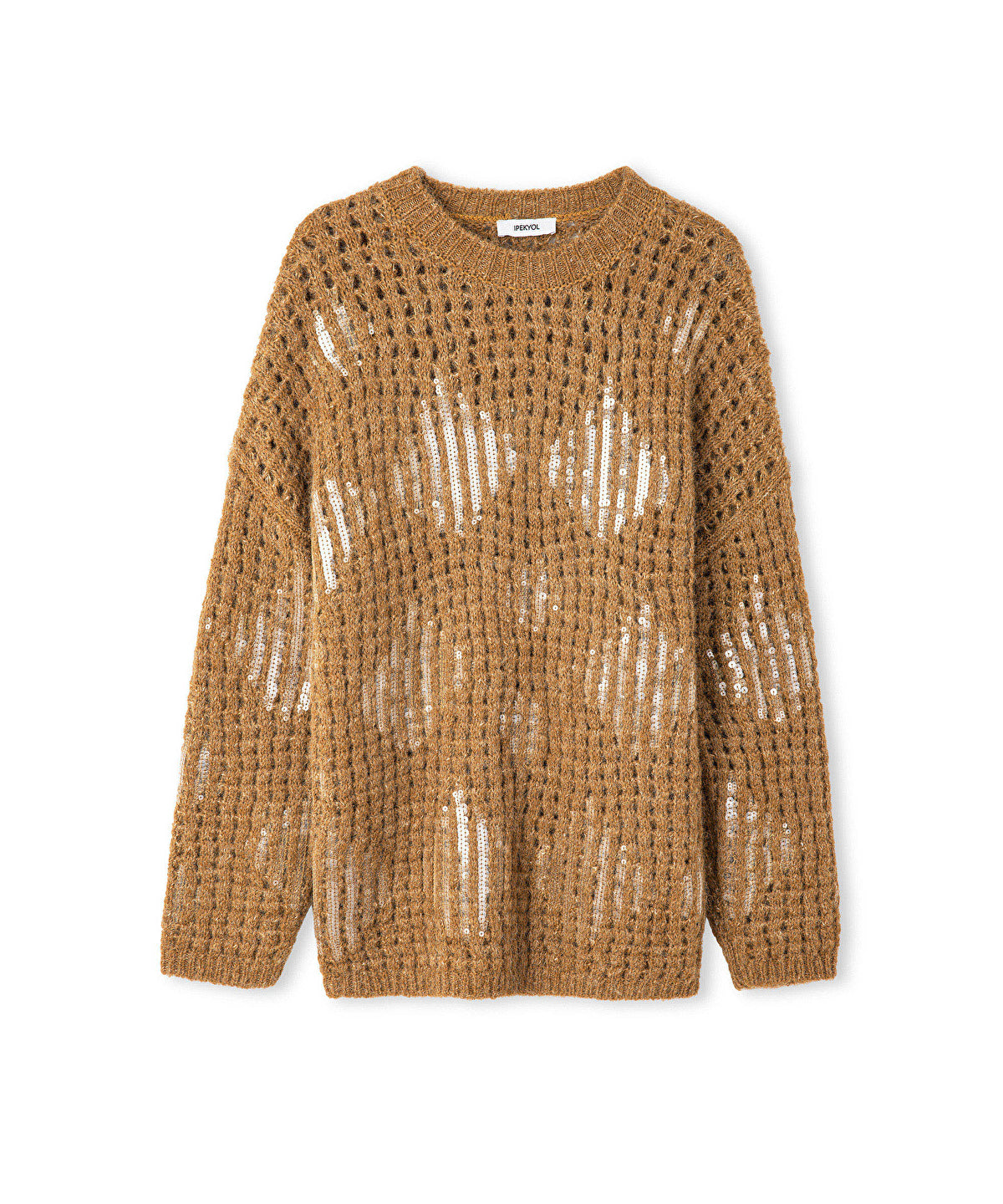 Embellished Openwork Knit Sweater