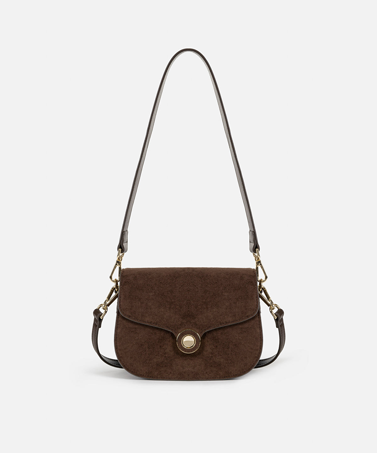 Suede-Effect Flap Bag