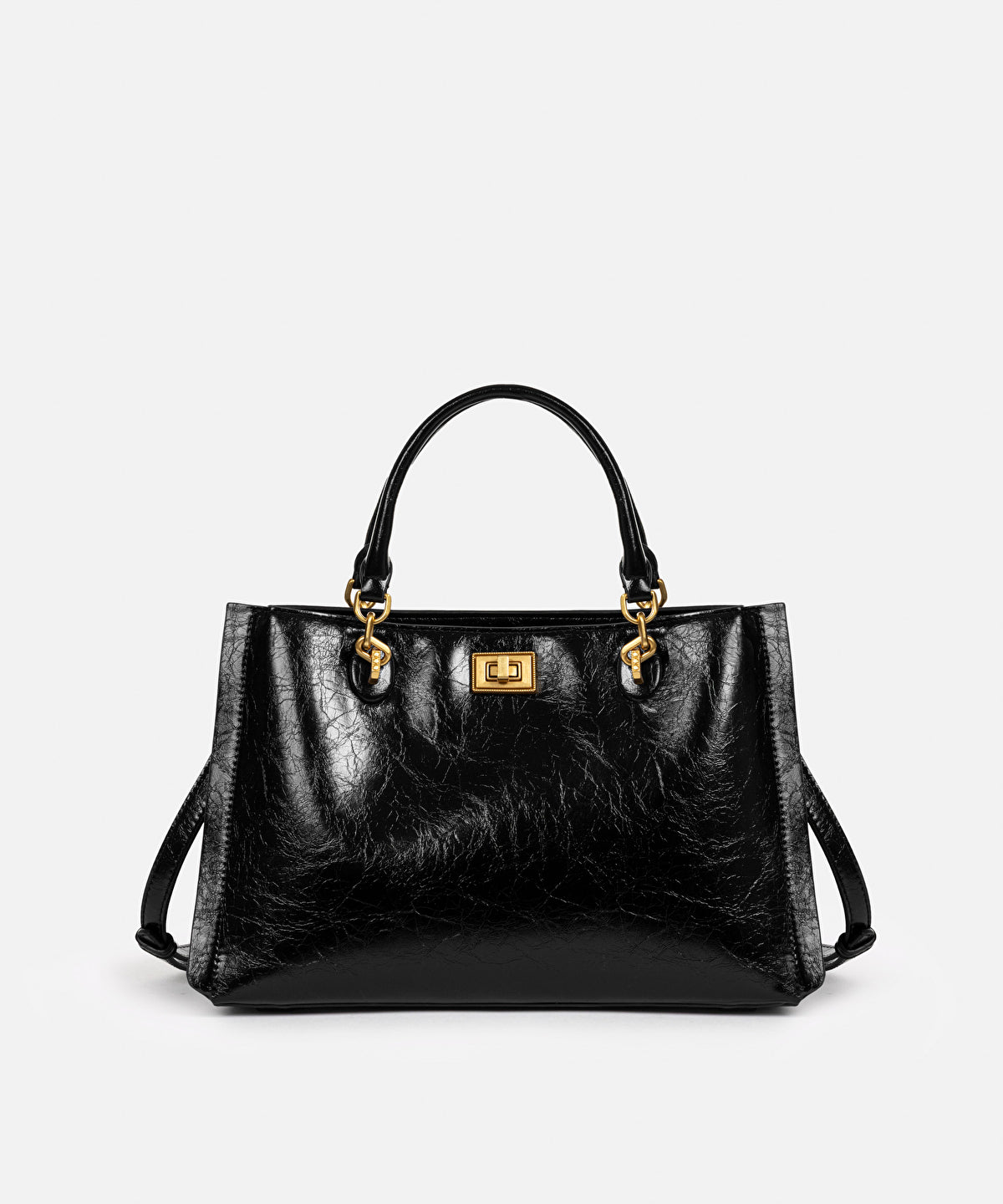 Textured Leather-Effect Double-Strap Bag