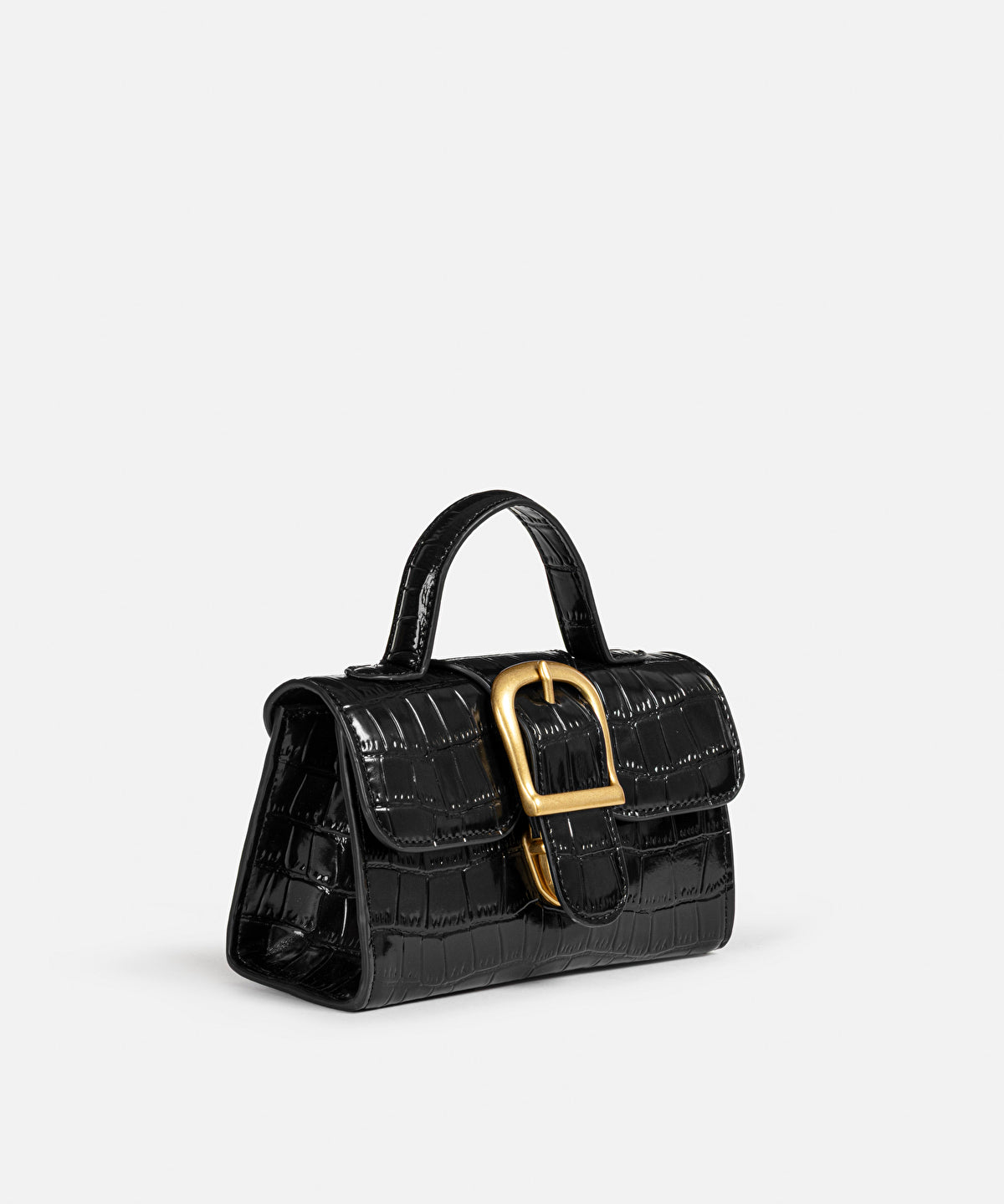 Croc-Effect Metal Buckle Bag