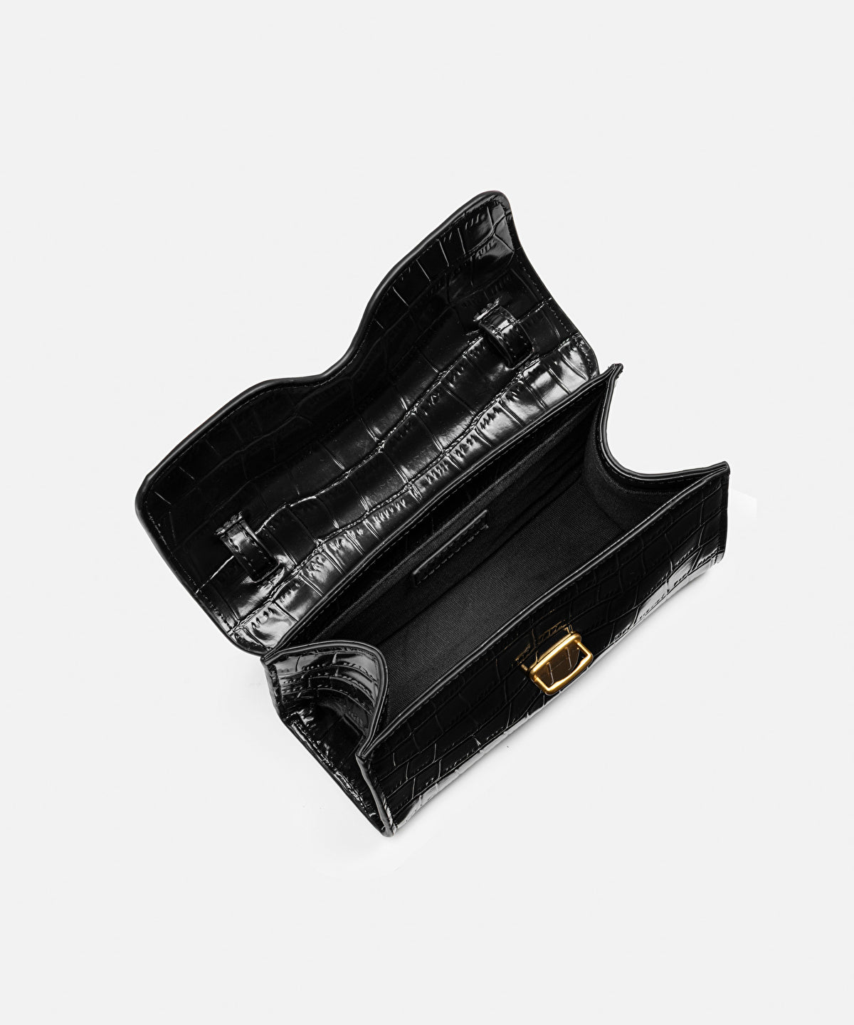 Croc-Effect Metal Buckle Bag