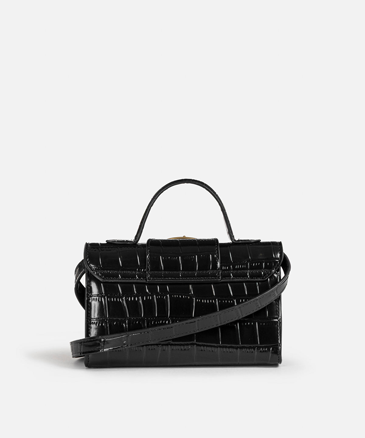Croc-Effect Metal Buckle Bag