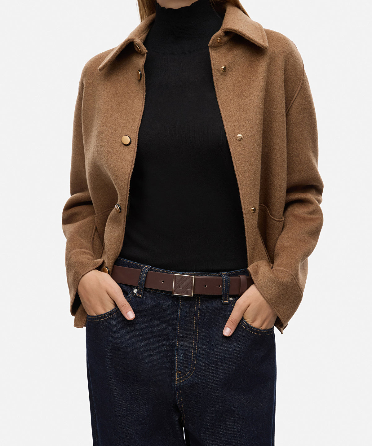 Monogram Buckle Leather-Effect Belt