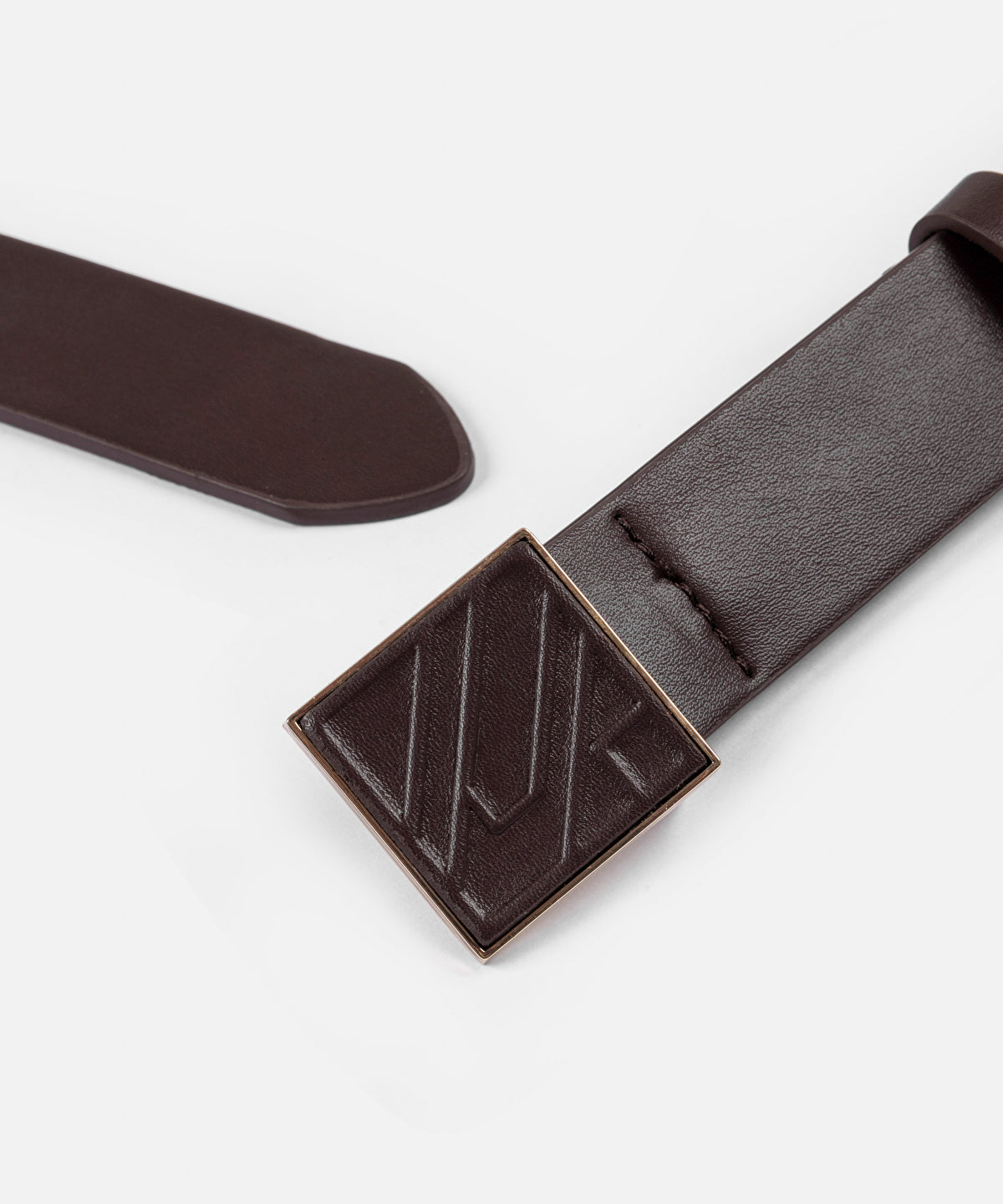 Monogram Buckle Leather-Effect Belt