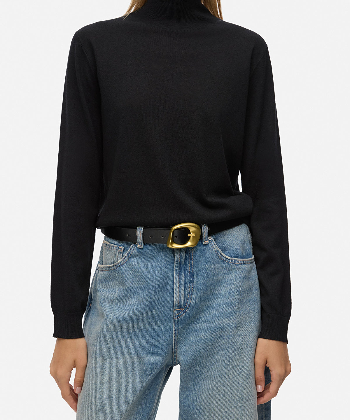 Leather-Effect Belt with Buckle