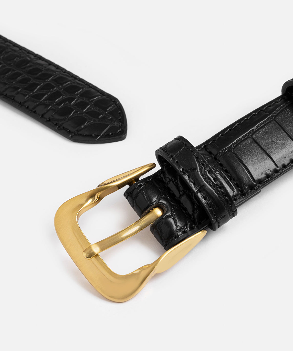 Croc-Effect Belt with Metal Buckle