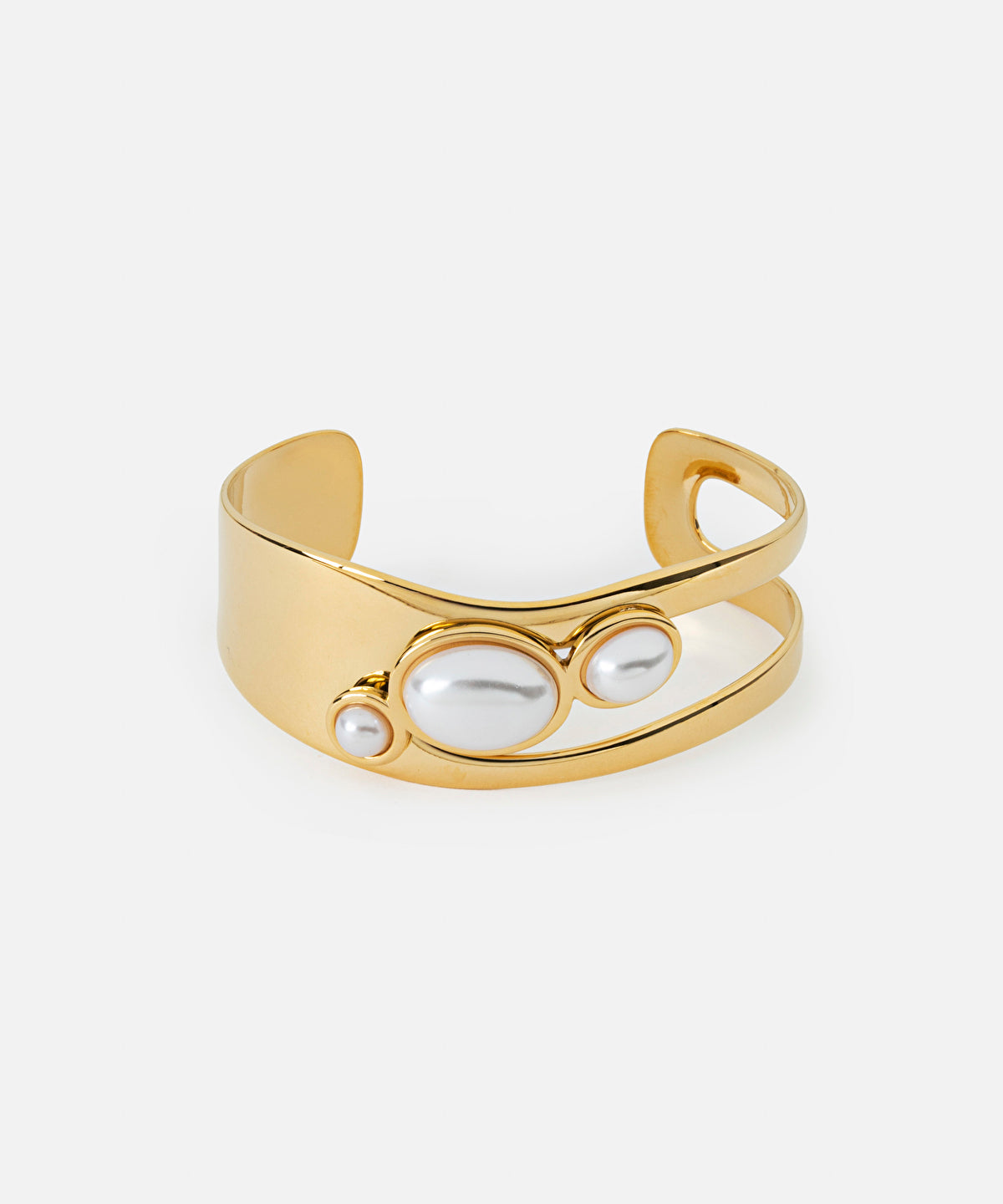 Zoomed Rigid Bracelet with Faux Pearl