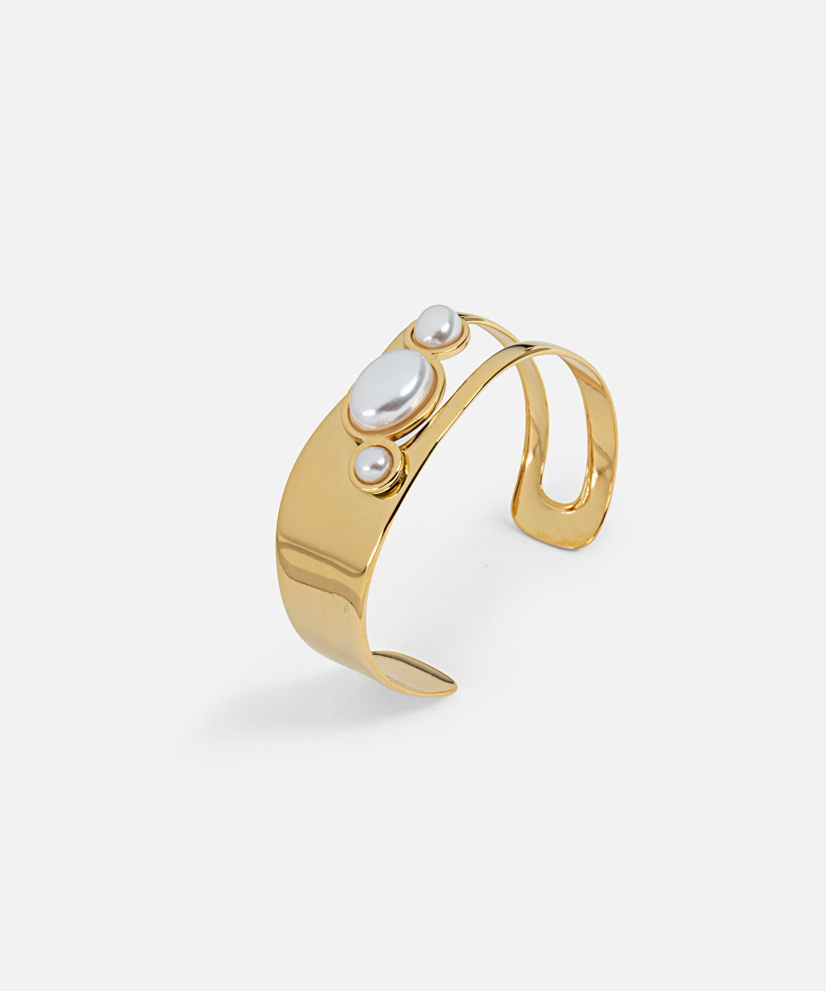 Zoomed Rigid Bracelet with Faux Pearl