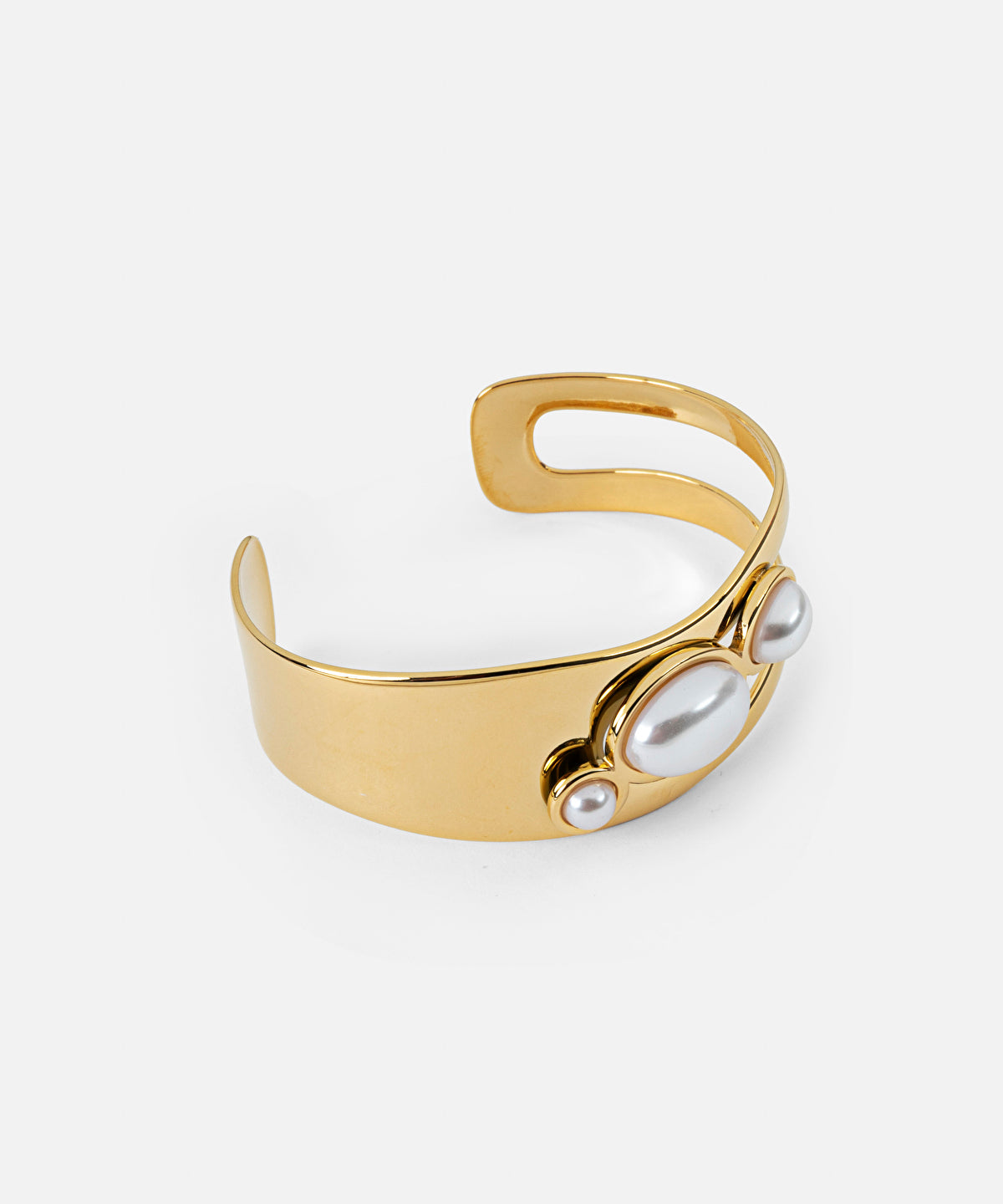 Zoomed Rigid Bracelet with Faux Pearl