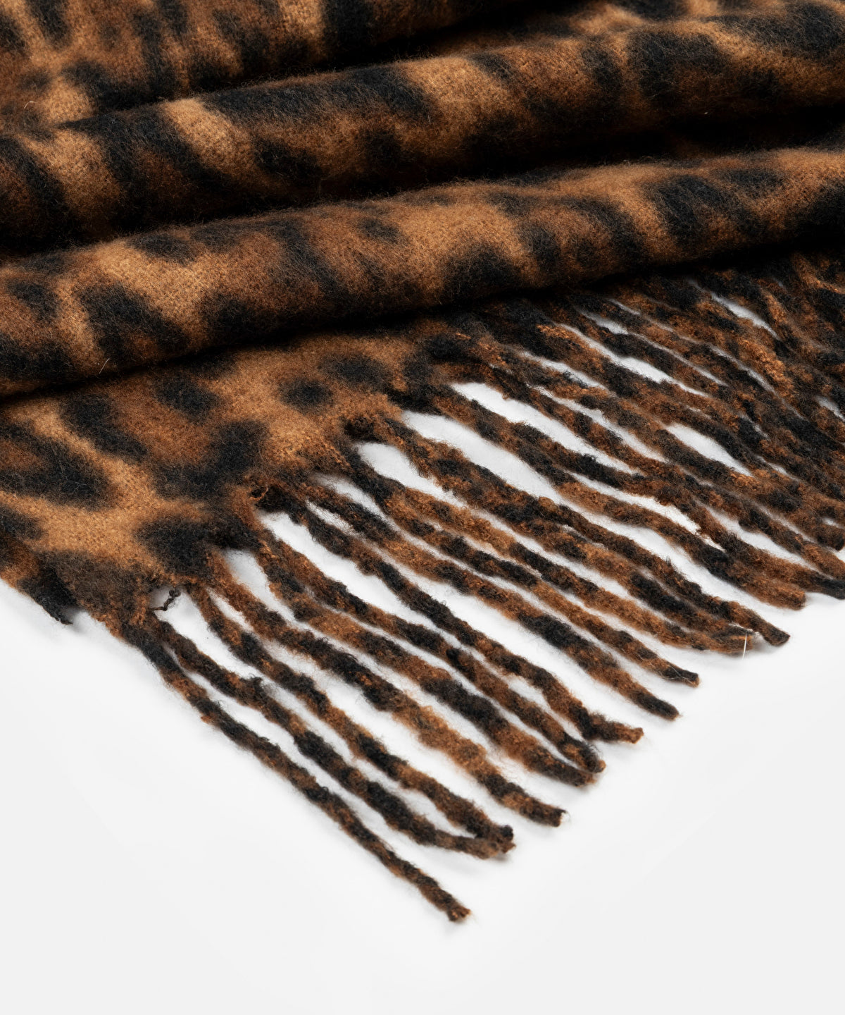 Fringed Leopard Print Scarf