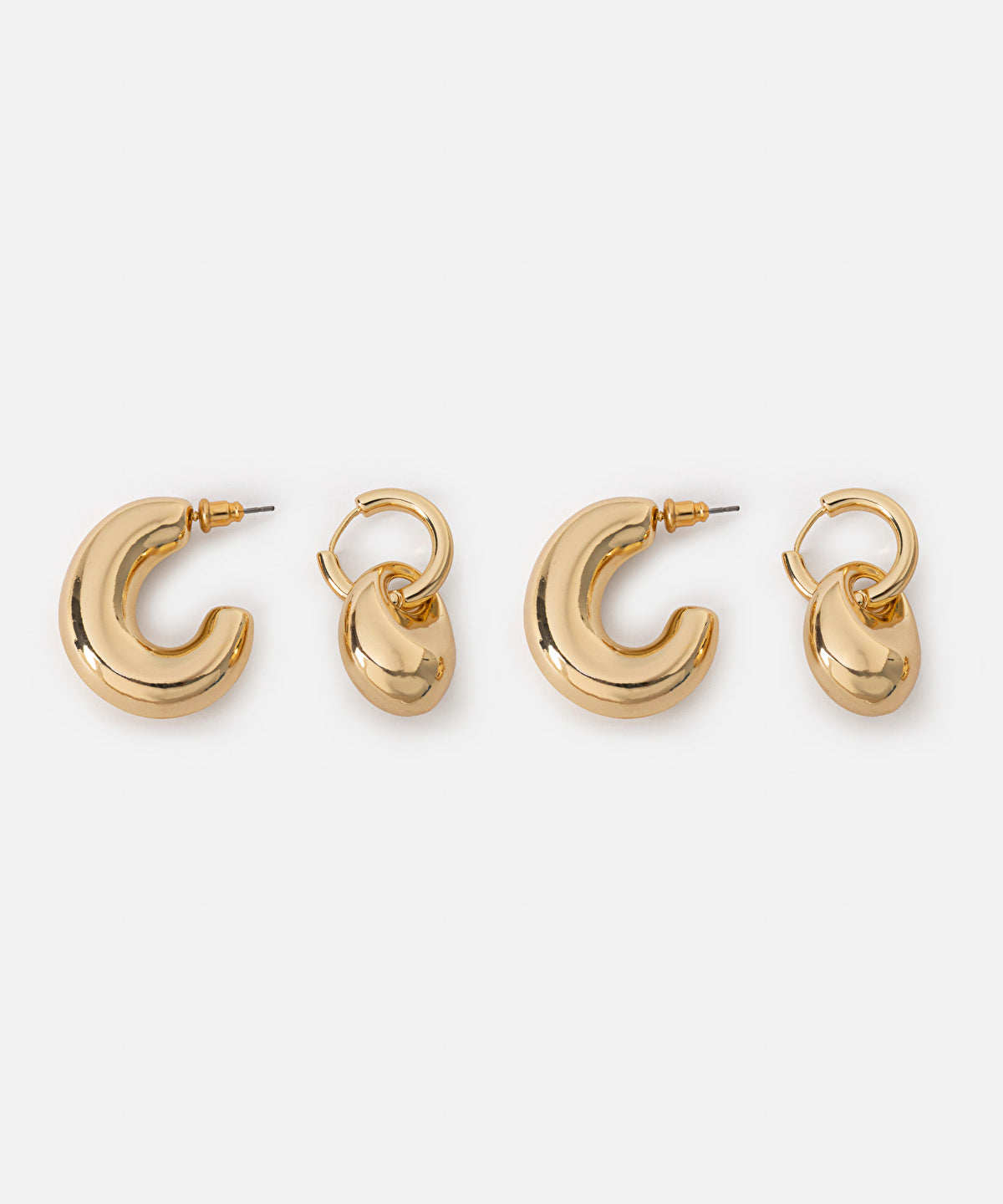 Metal Hoop Earrings Set