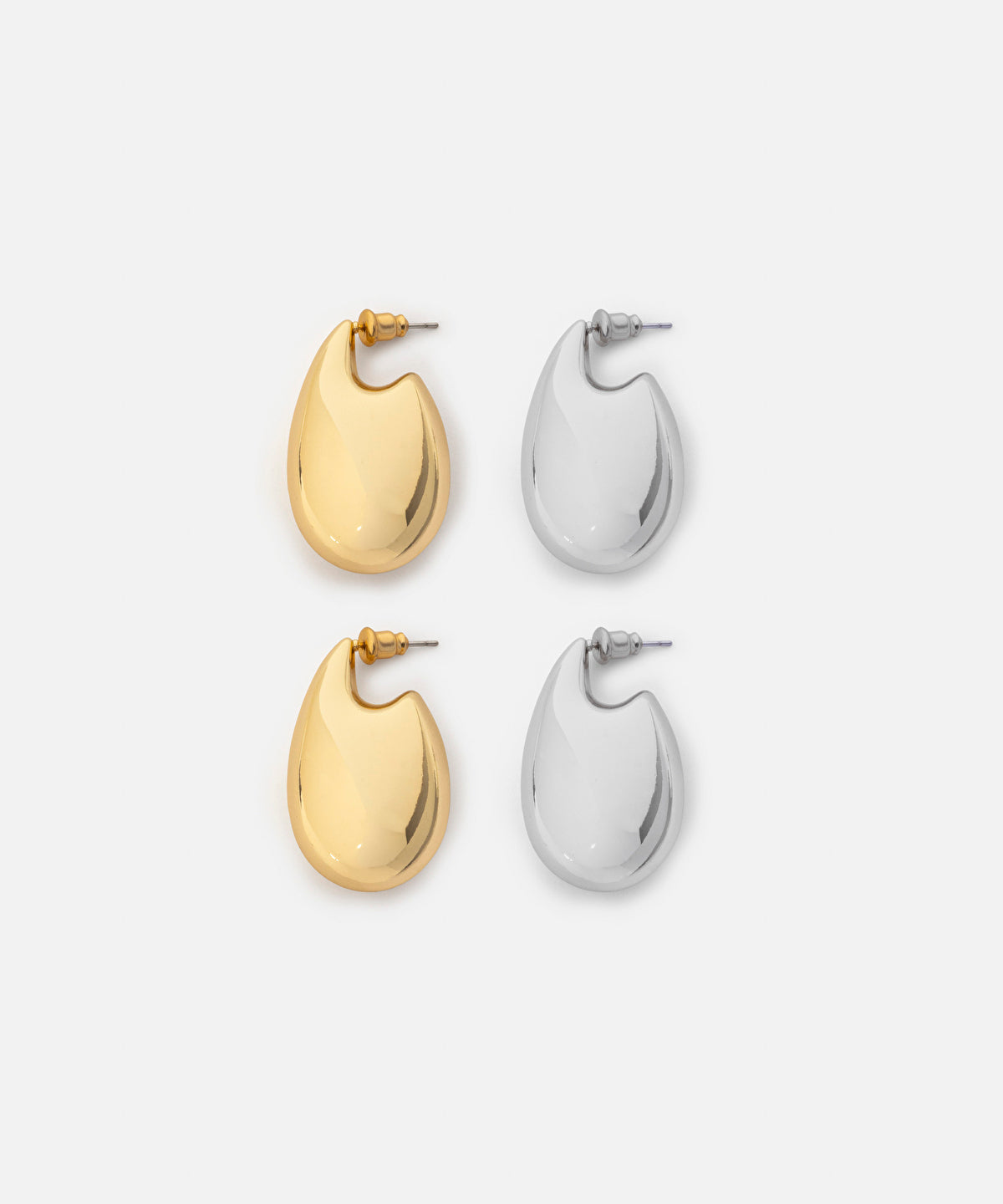 Zoomed Two-Tone Earrings Set