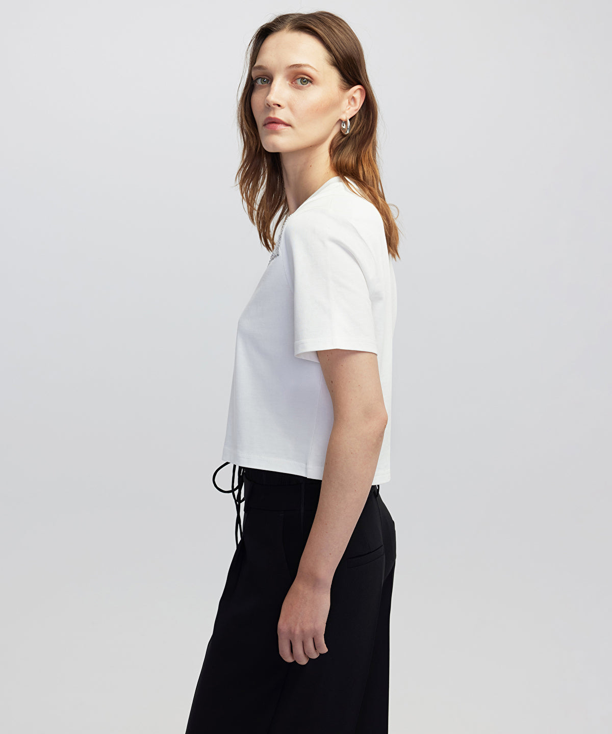 Rhinestone Cutout T-shirt