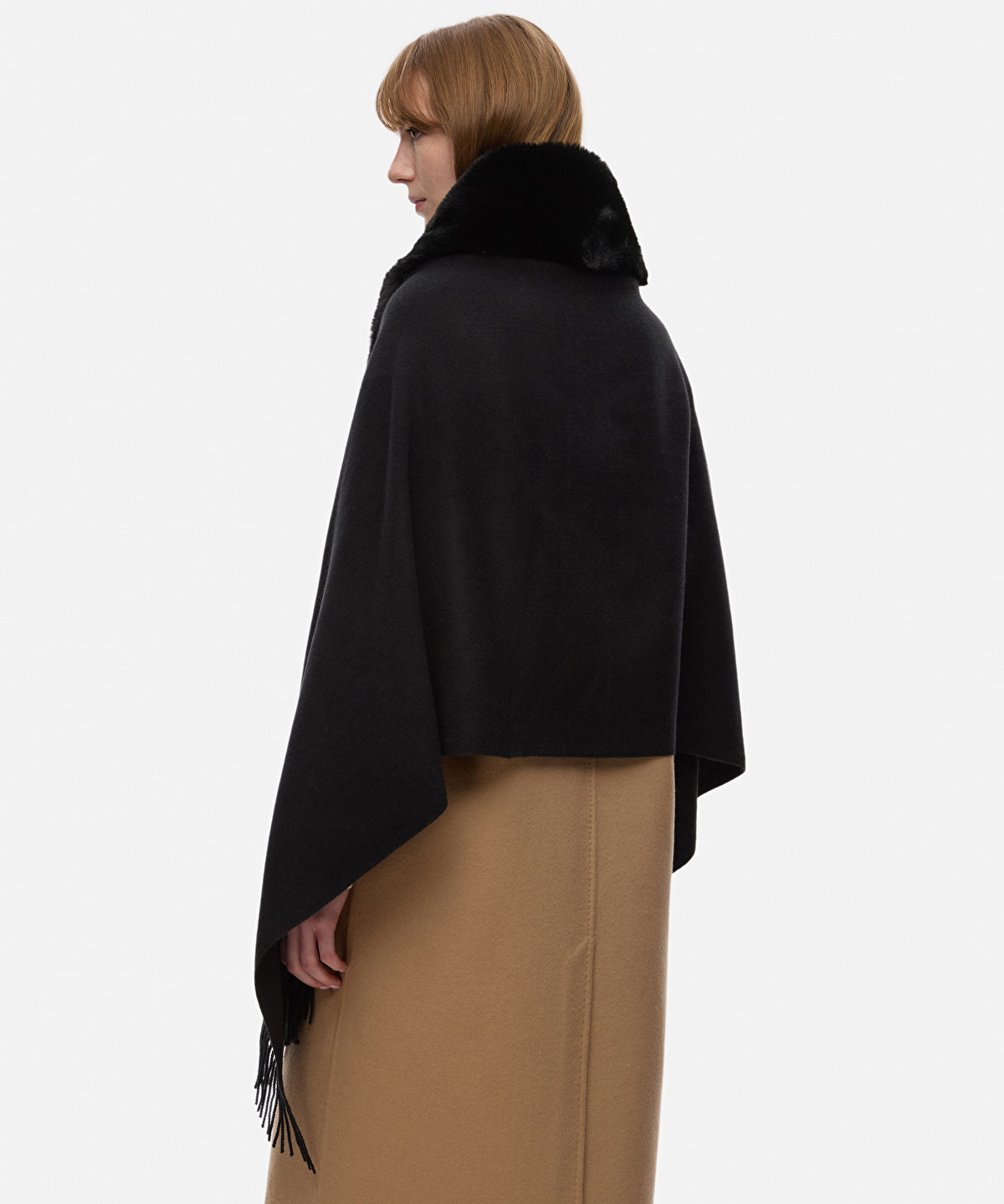 Faux Fur Fringed Poncho