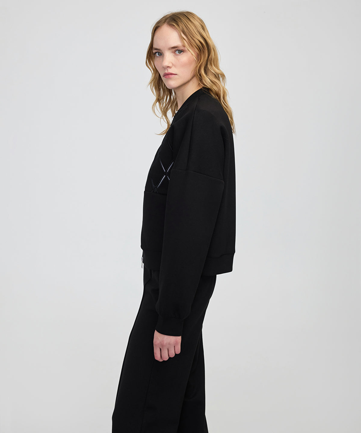 Embroidered Zip-Up Sweatshirt