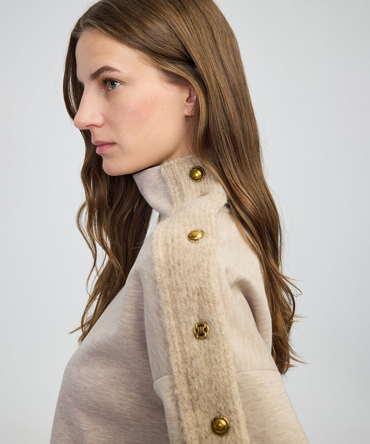 Mixed High Neck Sweatshirt