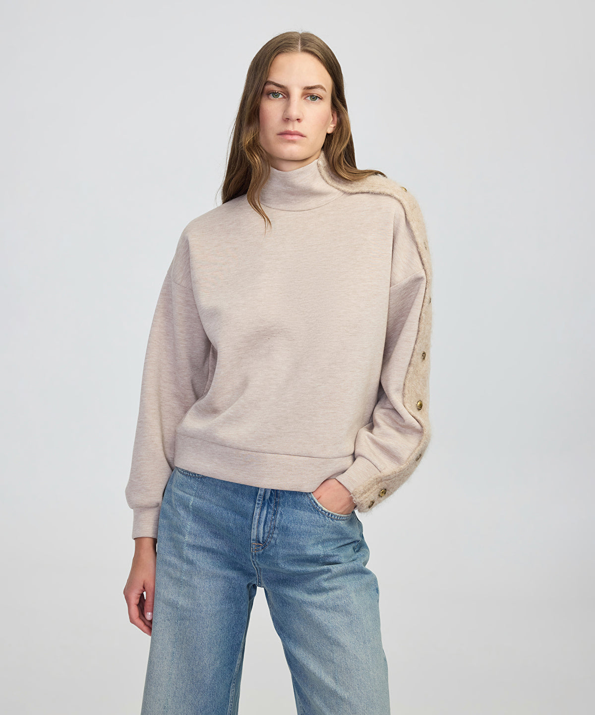 Mixed High Neck Sweatshirt