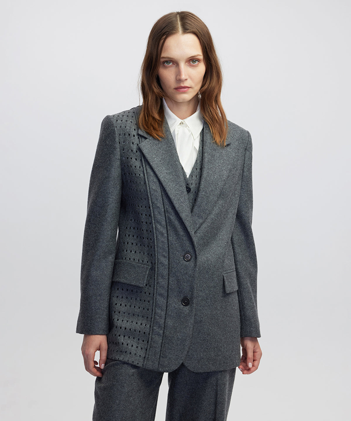 Cutout Blazer with Shoulder Pads