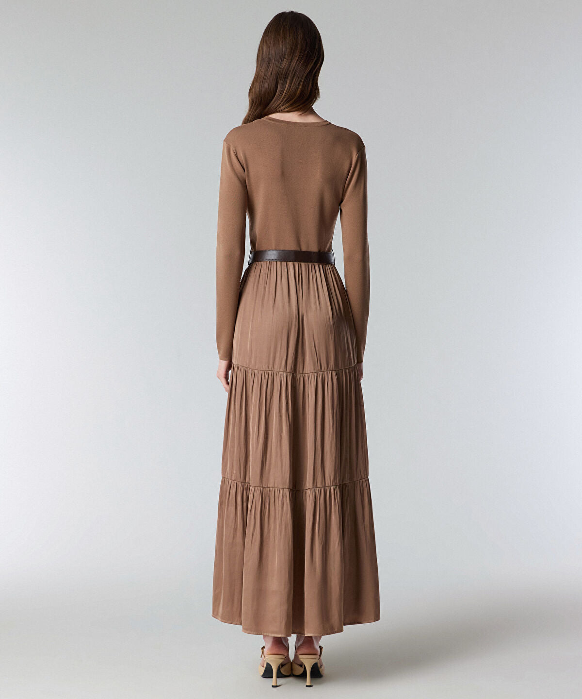 Mixed Media Belted Dress