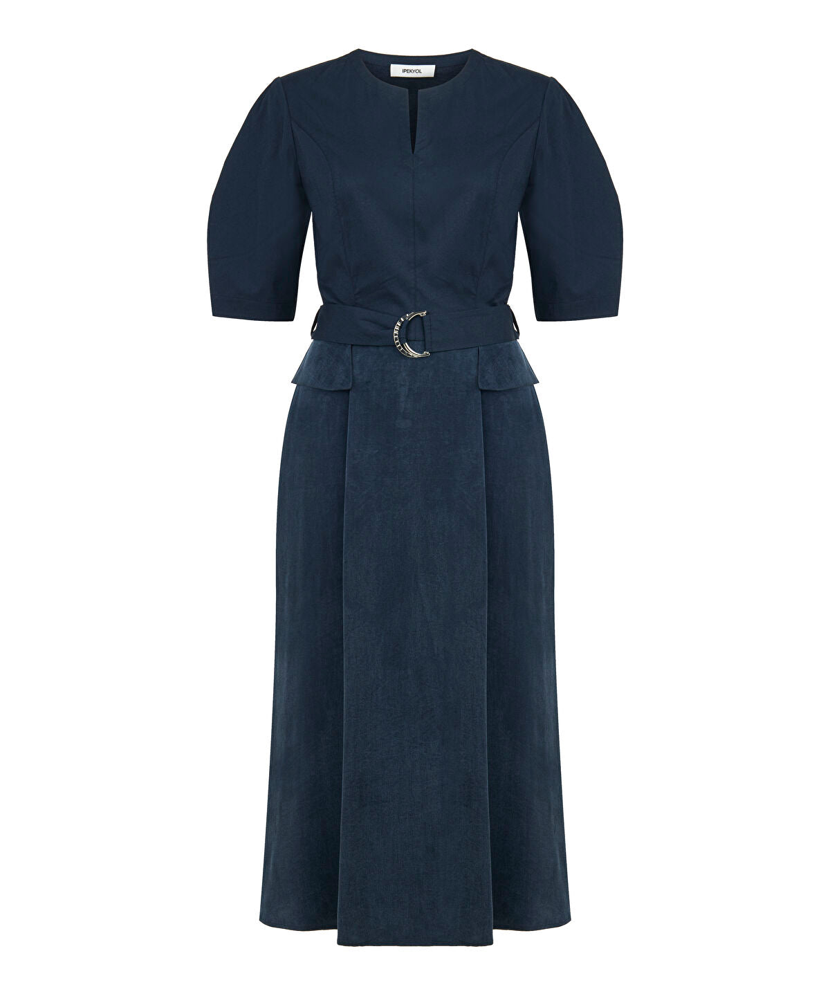 Mixed Media Belted Dress
