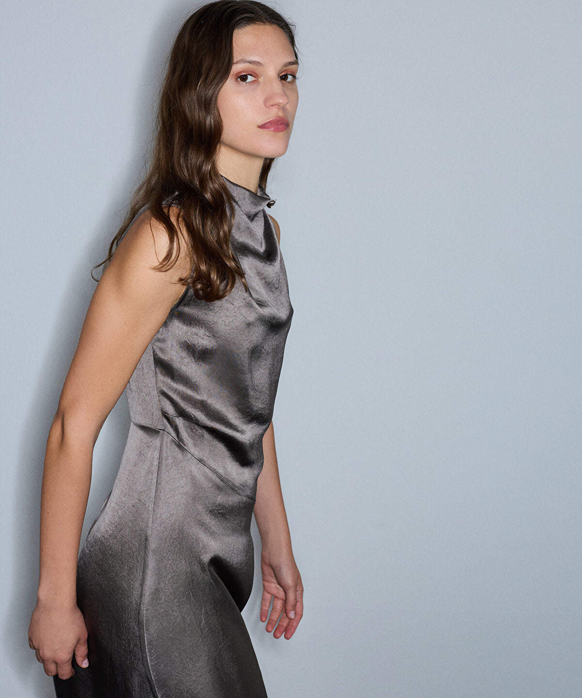 Cowl-Neck Midi Dress