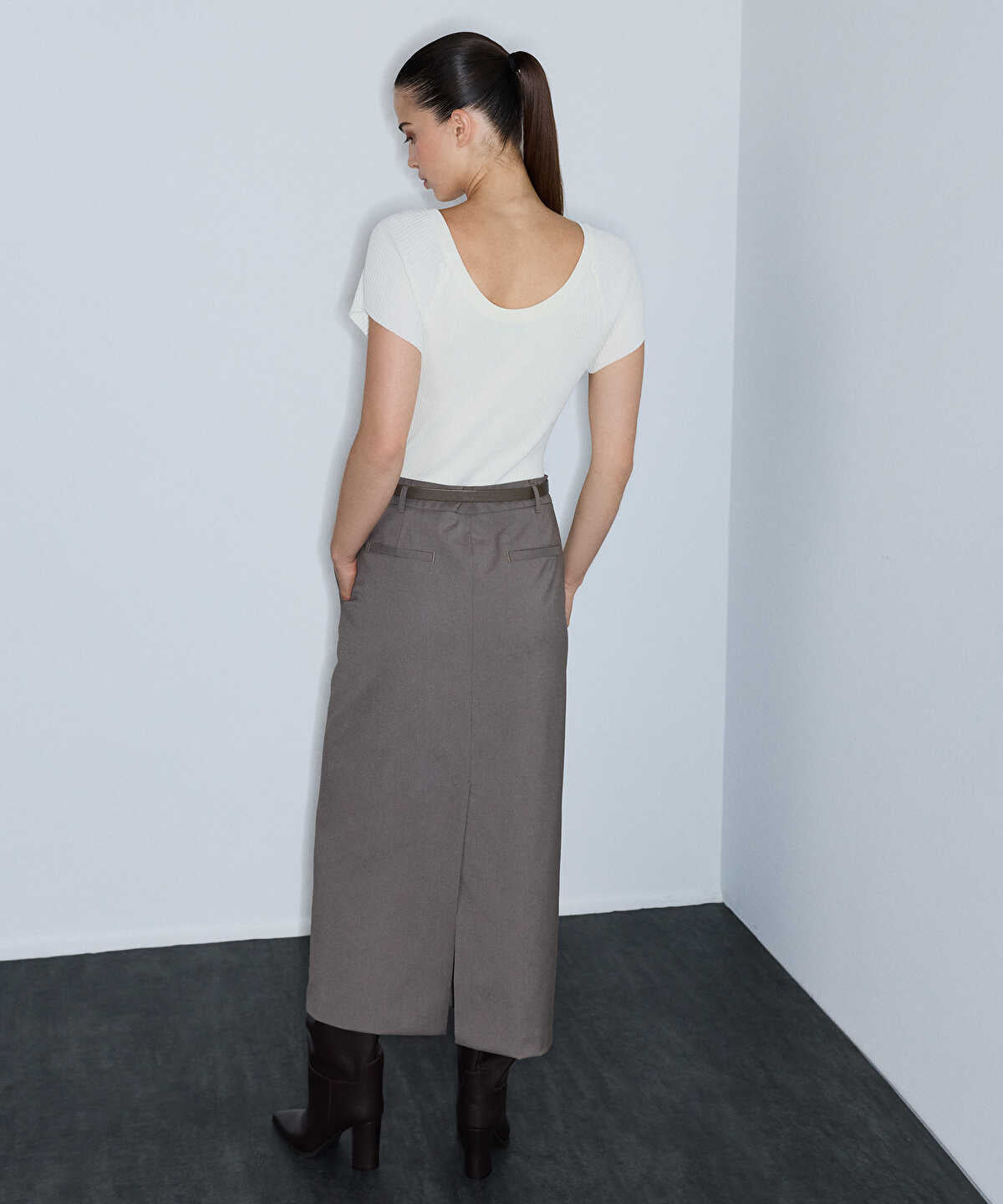 Mixed Media Color-Block Midi Dress