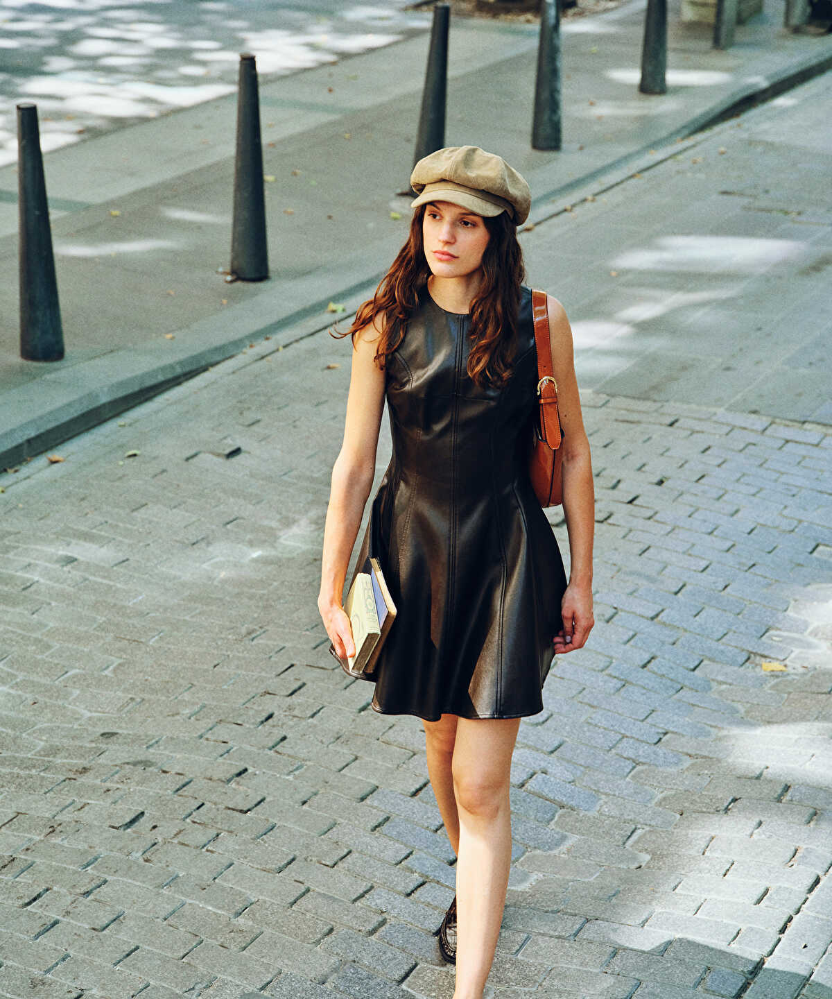 Faux-Leather Mini Dress