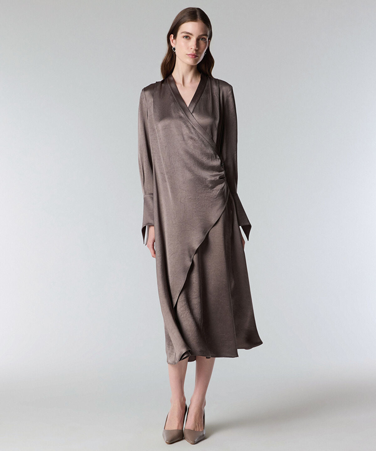Shiny Finish Wrap Dress