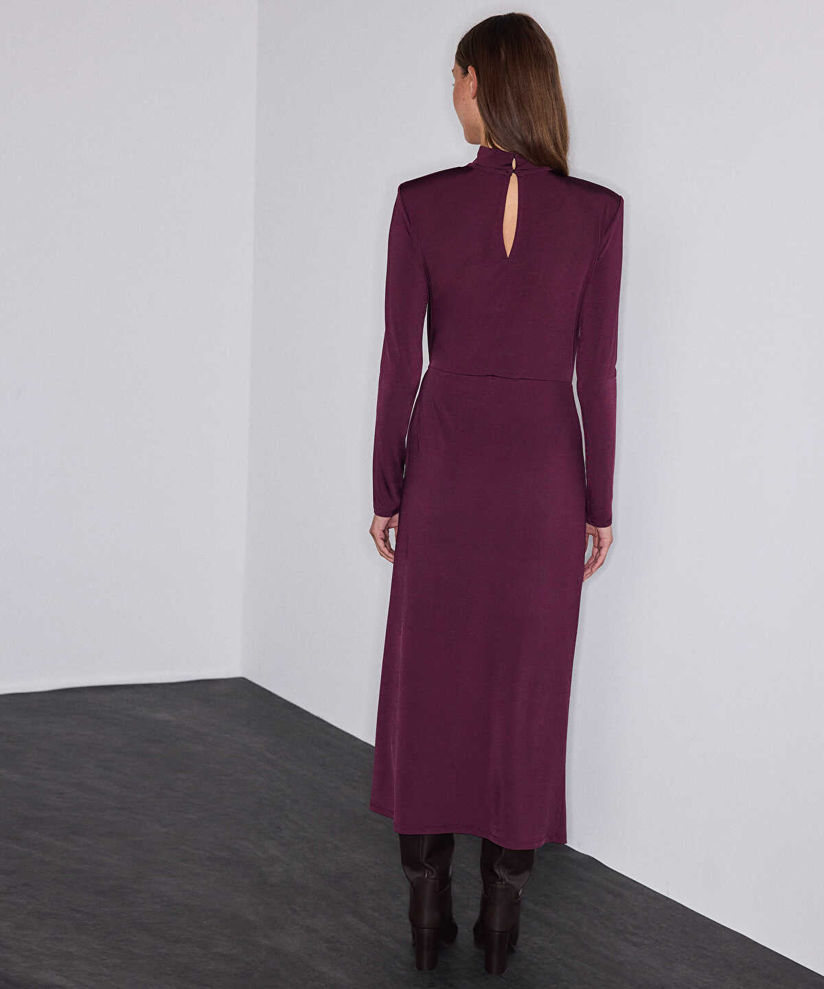 Padded-Shoulder Jersey Dress