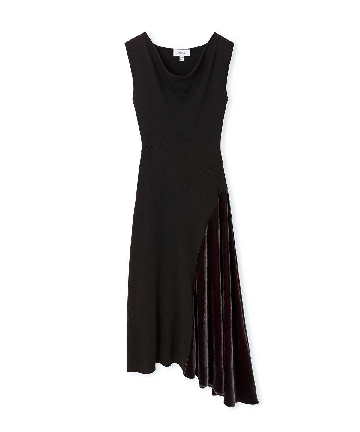 Mixed-Media Asymmetric Knit Dress