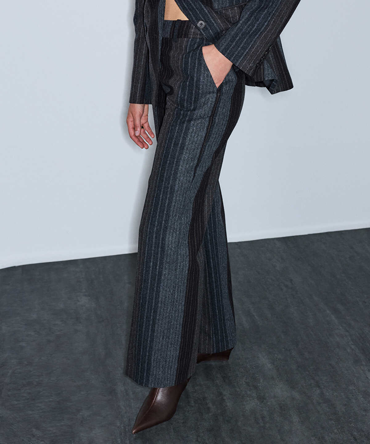 Pinstripe Wool-Blend Trousers