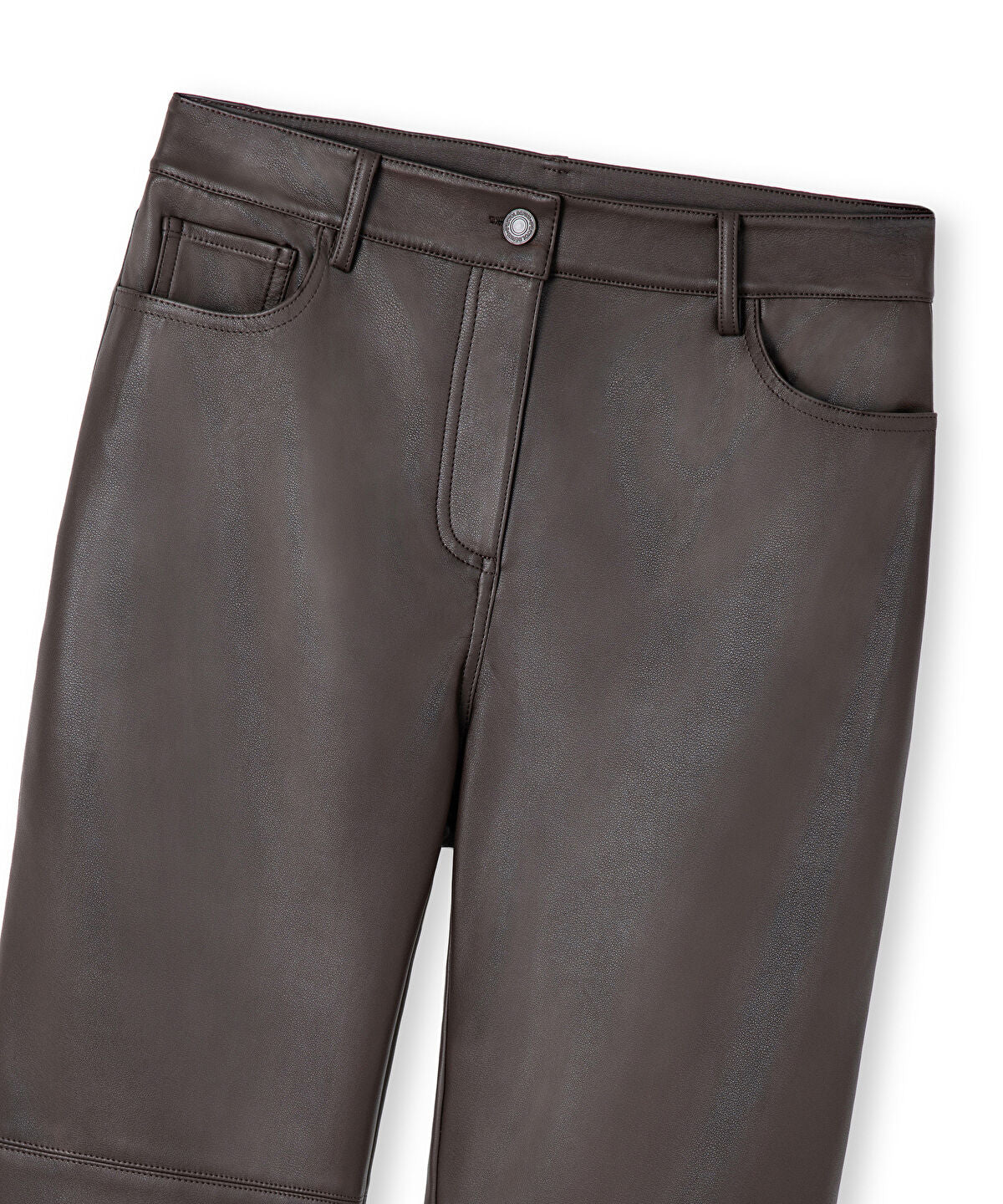 Leather-Effect Wide-Leg Trousers
