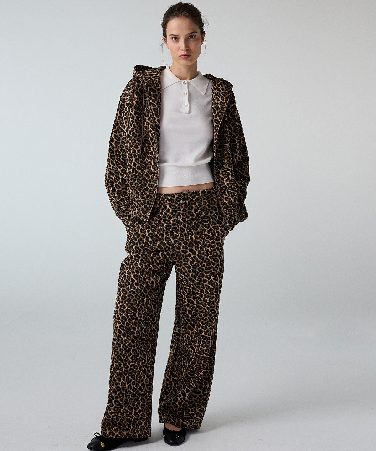 Leopard-Print Barrel Trousers